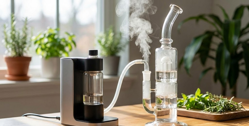 Waporyzator ze szklanym filtrem wodnym..